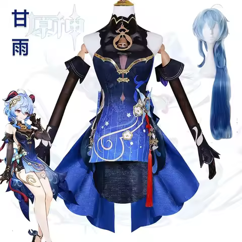 Ganyu Cosplay Costume Genshin Impact Ganyu New Outfit Skin Dress Twilight Blossom RoseNet Wig Hallow