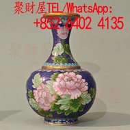 銅胎掐絲琺瑯（景泰藍）牡丹紋賞瓶 古董瓷器
