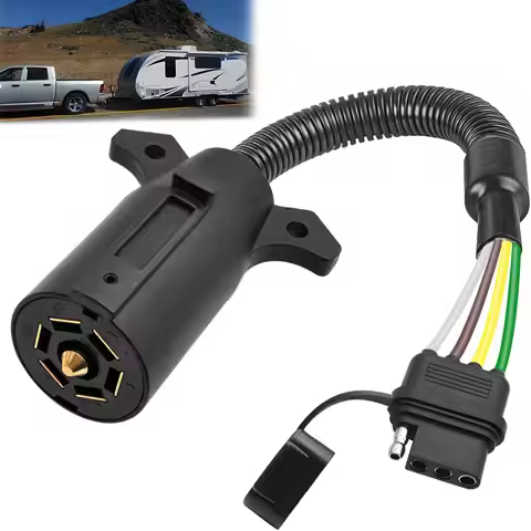 7 Way To 4 Way Trailer Plug Adapter - Single-Function RV Truck Trailer Light Converter (7 Pin Blade