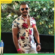 Lengan Baju Pantai Baju Pantai Baju Hawaii Lelaki Summer Hawaiian Shirt  Pendek