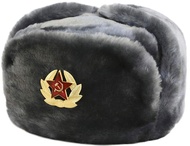 Russian Soviet Army Air Force Fur Military Winter Ushanka Hat GR Size XL, Gray, XL