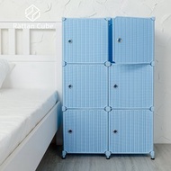 [特價]【藤立方】組合3層6格收納置物櫃(6門板+調整腳墊)-粉藍色-DIY