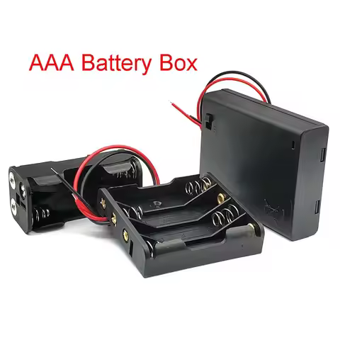 4 Slot AAA Battery Case Battery Box AAA Battery Holder with Leads with 4 AAA with Cover Battery Box