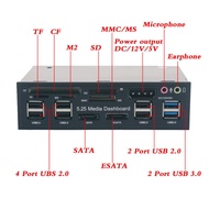 5.25 Inch Expansion Box Desktop Computer USB3.0 2-Port+USB2.0 6-Port+SATA+ESATA+CF+TF+M2+SD