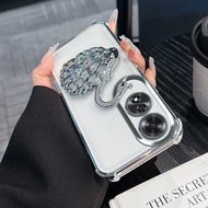 Casing for Oppo A60 Cover Luxury Plating Swan Diamond Stand Phone Case for Oppo A60 Soft TPU Transpa