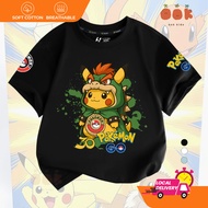 COD Tshirt Budak Lelaki Pokemon 30th Pikachu & Mario Bowser Cotton 100 Top Cute Kids T Shirt 2-12 Ye