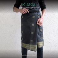KLasia Black Cotton Songket with Gold / Silver Thread - Kain Samping Sampin Hitam Dewasa Tenun Benan