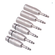 6 Pack 1/4 to XLR 6.35mm Female to XLR Male and 6.35mm Male to XLR Female Adapter Zinc Alloy Stereo 
