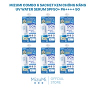 MizuMi Combo 3 Sachet Kem chống nắng UV Water Serum SPF50+ PA++++ 5g/ Kem chống nắng dạng thạch UV J