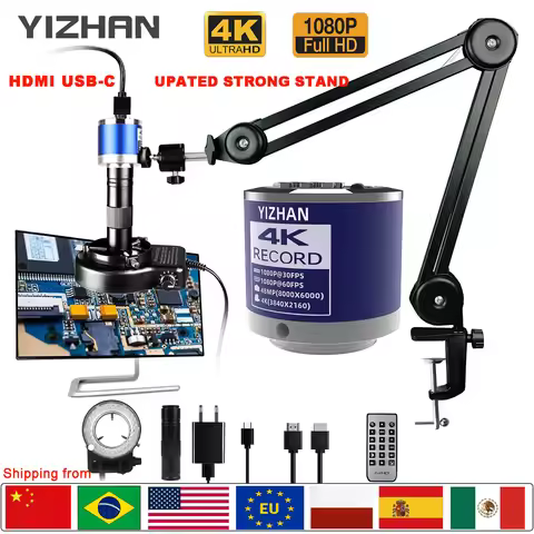 Yizhan Full HD Digital Mircoscope 4K 2K HDMI USB VGA Mircoscope C-Mount Digital Camera 1-150X Zooms 