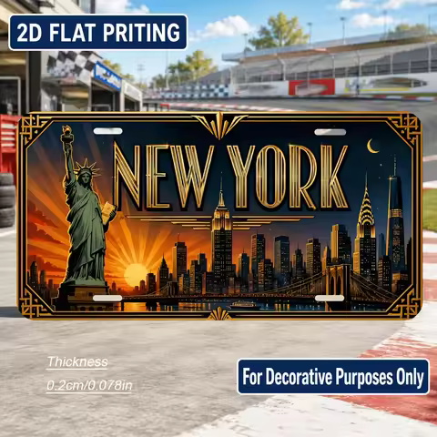 2D Flat - 【2D Flat】 2D Flat - [2D Flat] 2D Flat Printing, 1pc, New York Theme Retro License Plate, H