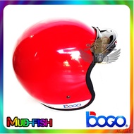 TOPI KELEDAR BOGO 3PINS RED HELMET WITH VISOR (BG-H1)