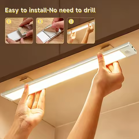 Cabinet Light Rechargeable Motion Sensor LED Wireless USB Under Ultra Thin Night Light Cabinet Light