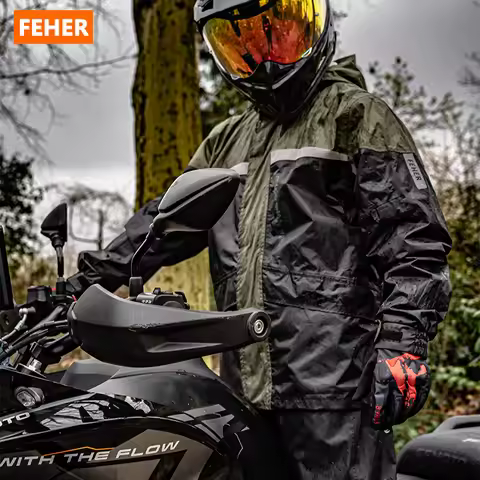 FEHER Motorcycle Raincoat Suit Waterproof Unisex Rainstorm Proof Level Riding Raincoat Tear-resistan