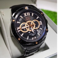 (FREE SHIPPING)CERUTTI 1881  CRA20402 CHRONOGRAPH BLACK DIAL BLACK LEATHER STRAP MEN'S WATCH