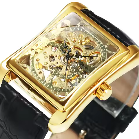 WINNER Vintage Skeleton Mechanical Watch for Women Classic Elegant Ladies Watches Leather Strap Busi