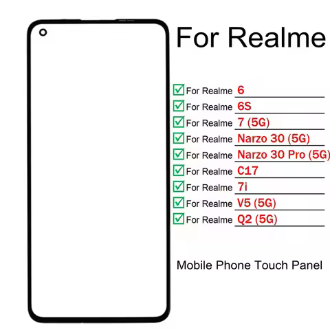 1pc For OPPO Realme 6 6S 7 Narzo 30 Pro C17 7i V5 Q2 5G Touch Screen Front Glass Touchpad Replacemen