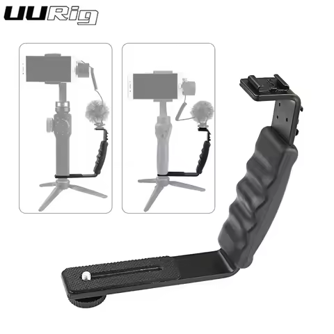 UURIG Handle Grip Mount L Type Bracket W/ Cold Shoe 1/4 Adapter Stand for Zhiyun Smooth Q2 4 DJI OSM