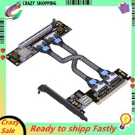 PCIe 4.0 X16 MCIO Graphics Card Extender Cable GEN4 PCI-E X16 to X8 X8 Bifurcation Riser Card PCIe 4