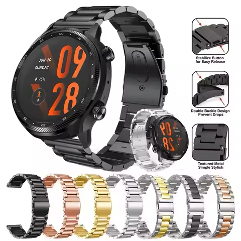 22mm Bracelet Strap For Ticwatch Pro 3 Ultra Smartwatch Stainless Steel Band For Ticwatch Pro 3/Ticw