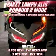 Lampu Alis drl Running 2 Mode/Lampu Alis Running bonus sepasang Lamp devil eyes