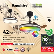 Sapphire | 42” | FM48288-DC Ceiling Fan | DC Motor | Bluetooth Speaker | Disco Light | 3 PC Blades