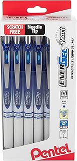 Pentel EnerGel PEARL Retractable Liquid Gel Pen, 0.7mm Medium Line, Needle Tip, Blue Ink, 12 Pack Hanging Window Box