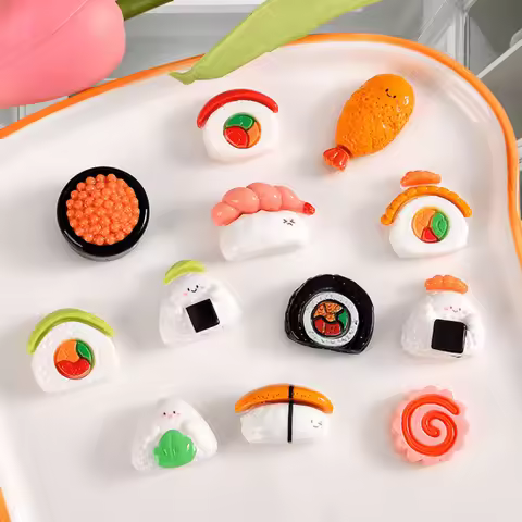 10pcs, Cartoon sushi theme Fridge Magnets Set, Cute Funny Caviar sushi, salmon sushi Decorative Refr