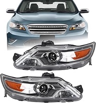 Duolctarms Halogen Type Chrome Pair Projector Headlights Headlamps Assembly Compatible for 2010 2011