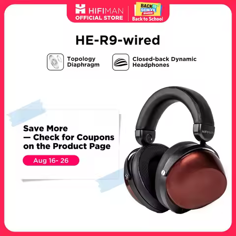HIFIMAN HE-R9 Dynamic Closed-Back Over-Ear Headphones with Topology Diaphragm-Wired Version