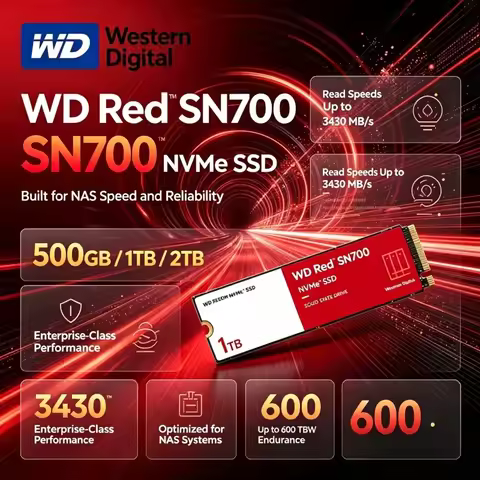 Western Digital WD Red SN700 NVMe SSD 500GB 1TB 2TB M.2 2280 PCIe 4.0 Solid State Drive NAS Storage 