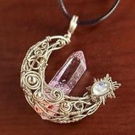 維度橋樑丨上帝指紋紫骸骨水晶藍月光石金工繞線丨水晶靈氣能量