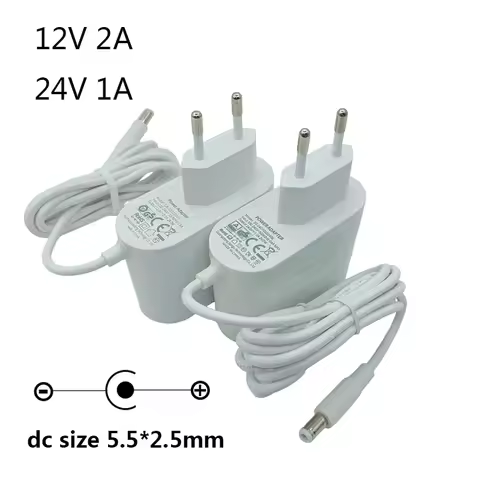 White 24W 12V 24V Power Supply White DC 5.5x2.5 12V 2A 24V 1A 12V 2 Amp Source 12 Volt White Power S