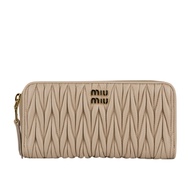 【MIU MIU】金字納帕軟皮ㄇ形拉鍊長夾(粉色)/ 平行輸入