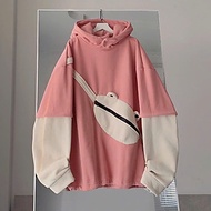 Áo khoác hoodie TAY NỐI KEM NÂU nỉ Phối túi ẾCH đeo chéo khoác ngoài nỉ bông dày dặn 3 Màu Form Rộng unisex nam nữ sang xịn mịn có dây rút Nón Rộng Cúc Bấm Trẻ Trung ở trước hình con ếch dễ thương Phong Cách Cá Tính thời trang hàng QC kute