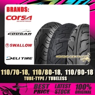 TAYAR 110/70-18, 110/80-18, 110/90-18 SWALLOW,DELI,CORSA,COUGAR TUBELESS/TUBE-TYPE TYRE [TY11X18]