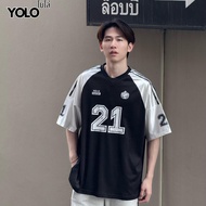YOLO เสื้อยืด OVERSIZE เสื้อยืดโอเวอร์ไซส์ เสื้อคอตตอน คอกลม สีฟอก เสื้อผ้าคอตตอน  แนวสตรีท  24721