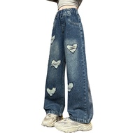 Girls' jeans, large size, wide leg, loose fit, 15 - 50kg (size 110-170)