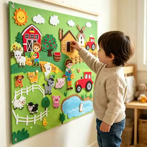 Farm Animals Felt Story Board Set Storytelling Early Learning Interactive Play Kit Wall Hanging Puzz