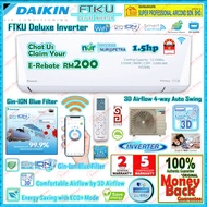 Program NUR (E-Rebate RM200) Daikin 1.5hp Inverter Air Conditioner FTKU35BV1MF & RKU35BV1M(WiFi) FTK