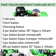 Paket Balon MINECRAFT GARLAND 88 PC / Dekorasi Ulang Tahun MINECRAFT