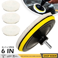 Sponge Polishing Waxing Buffing Pads Kit Set ชุดแผ่นฟองน้ำลงแว๊กซ์ขัดเงาขนาด6นิ้ว3 + 2ชิ้นเครื่องมือขัดสีรถยนต์พร้อมอะแดปเตอร์สว่าน M14 Compound Auto Car polishing tool