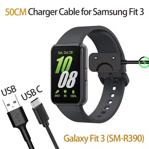 50CM For Samsung Galaxy Fit 3 Charger Watch Adapter USB / USB C Charging Cable Cord Magnetic For Sam