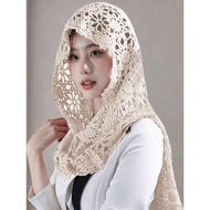 shawl lace klasik Four Seasons Hollow Crochet Lace Serba-serbaguna Shawl Cap Perjalanan Kanak-kanak 