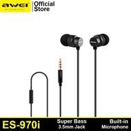 Awei ES-970i Alluminum Alloy Materials Anti Shocking Earphone Earbuds Headset Wired Headphone with Built-in Mic