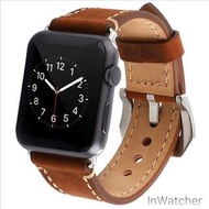 高質手造真皮大金屬扣厚皮錶帶 High End Hand Made Leather Band for Apple Watch 1-5 (38/40/42/44mm)