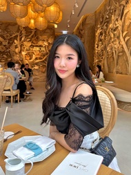 Bella Silky Lace Top (Midnight) เสื้อซาตินคอถ่วงตกแต่งผ้าลูกไม้