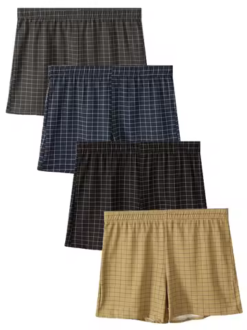 4PCS men's underwear Fashion trend Men's boxers comfortable breathable plaid printed Arro pants