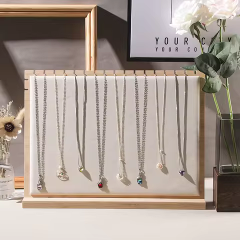 Large wooden necklace display rack, pendant necklace wooden jewelry rack, chain jewelry rack storage