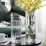 ST-🚤9,000 Valley Vase Transparent Glass Rich Bamboo Flower Vase Light Luxury Gold Painting Nordic Art Vase Hydroponic Pl